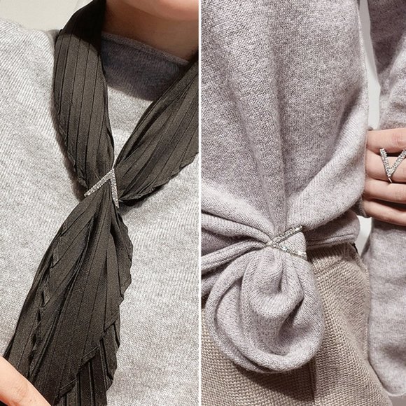 Diamond Scarf Clip T-Shirt Clip T Shirt Ring - Picture 2 of 2